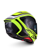Alpinestars S-R7 Zeal Helmet ECE 22.06, full face motorcycle racing helmet, Yellow Fluo, Black and White, ECE certified carbon construction with aerodynamic spoiler
