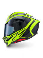 Alpinestars S-R7 Zeal Helmet ECE 22.06, full-face motorcycle road helmet, Yellow Fluo, Black and White glossy finish, carbon composite construction