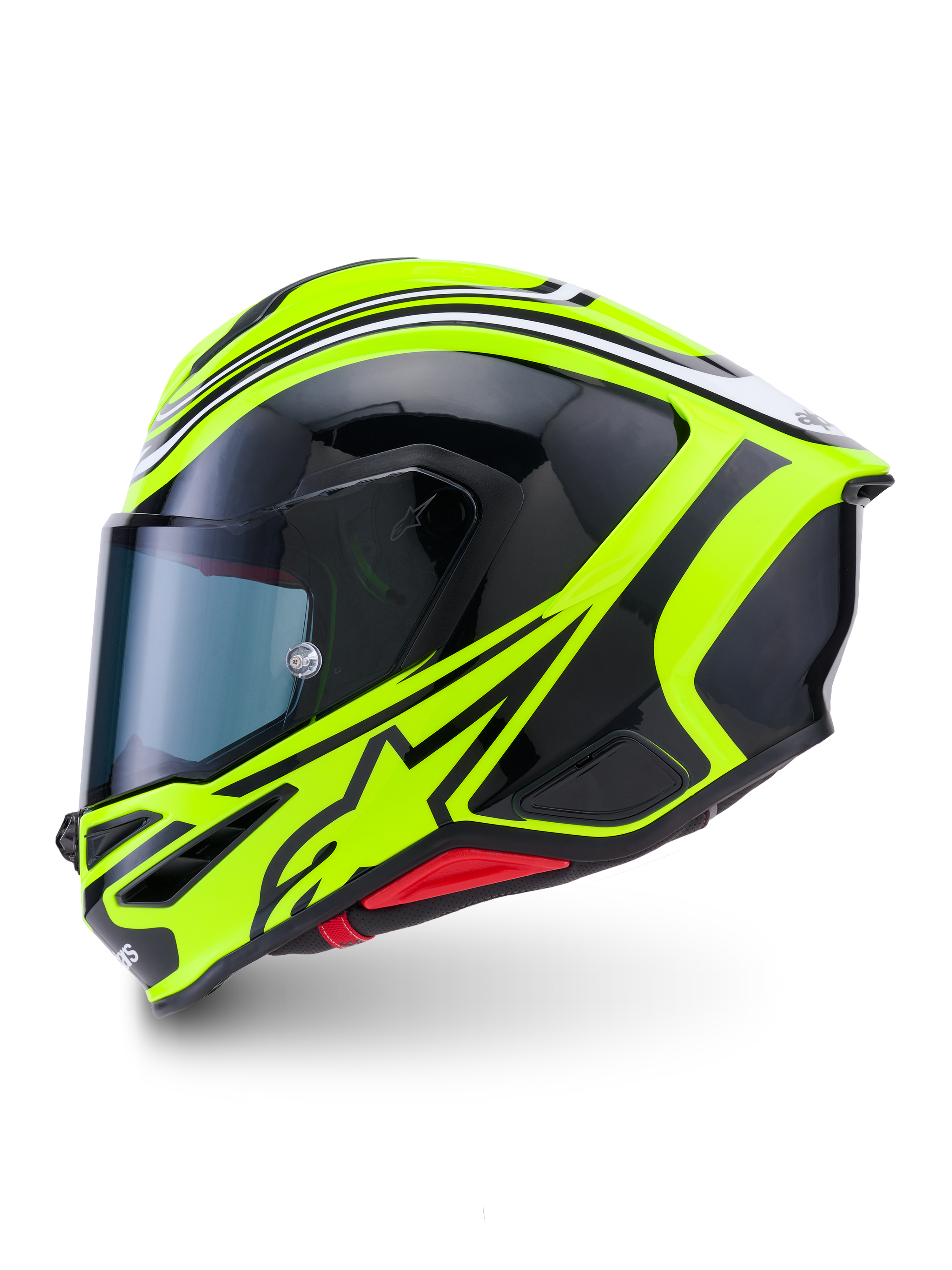 Alpinestars S-R7 Zeal Helmet ECE 22.06, full-face motorcycle road helmet, Yellow Fluo, Black and White glossy finish, carbon composite construction