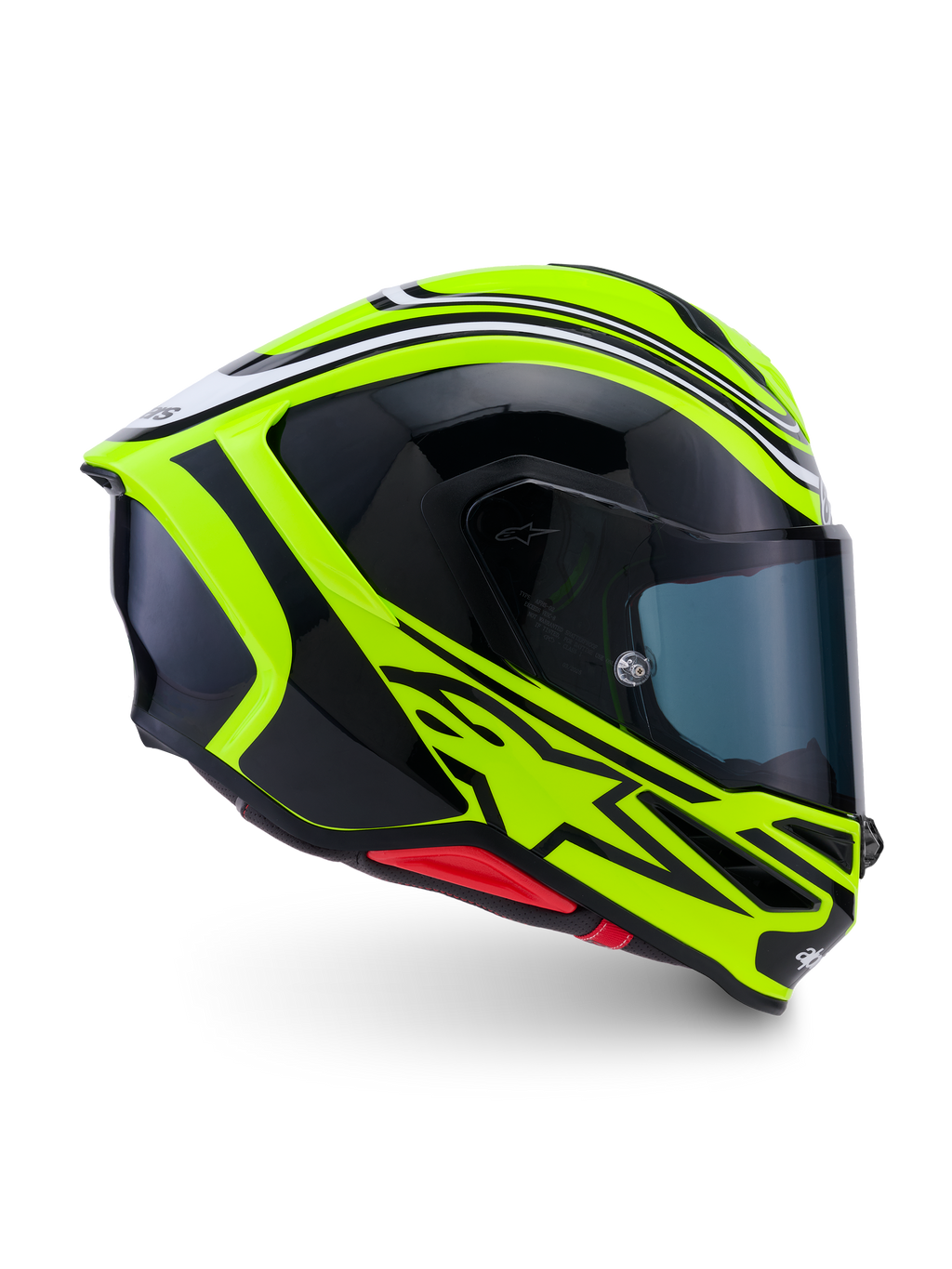 Alpinestars S-R7 Zeal Helmet ECE 22.06, full face motorcycle racing helmet, Yellow Fluo, Black and White, carbon construction