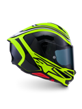 Alpinestars S-R7 Zeal Helmet ECE 22.06, full face motorcycle racing helmet, Yellow Fluo, Black and White, carbon construction