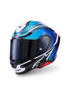 Alpinestars S-R7 Zeal, casque de moto intégral racing ECE 22.06, noir, bleu, rose fluo et blanc brillant, construction en carbone