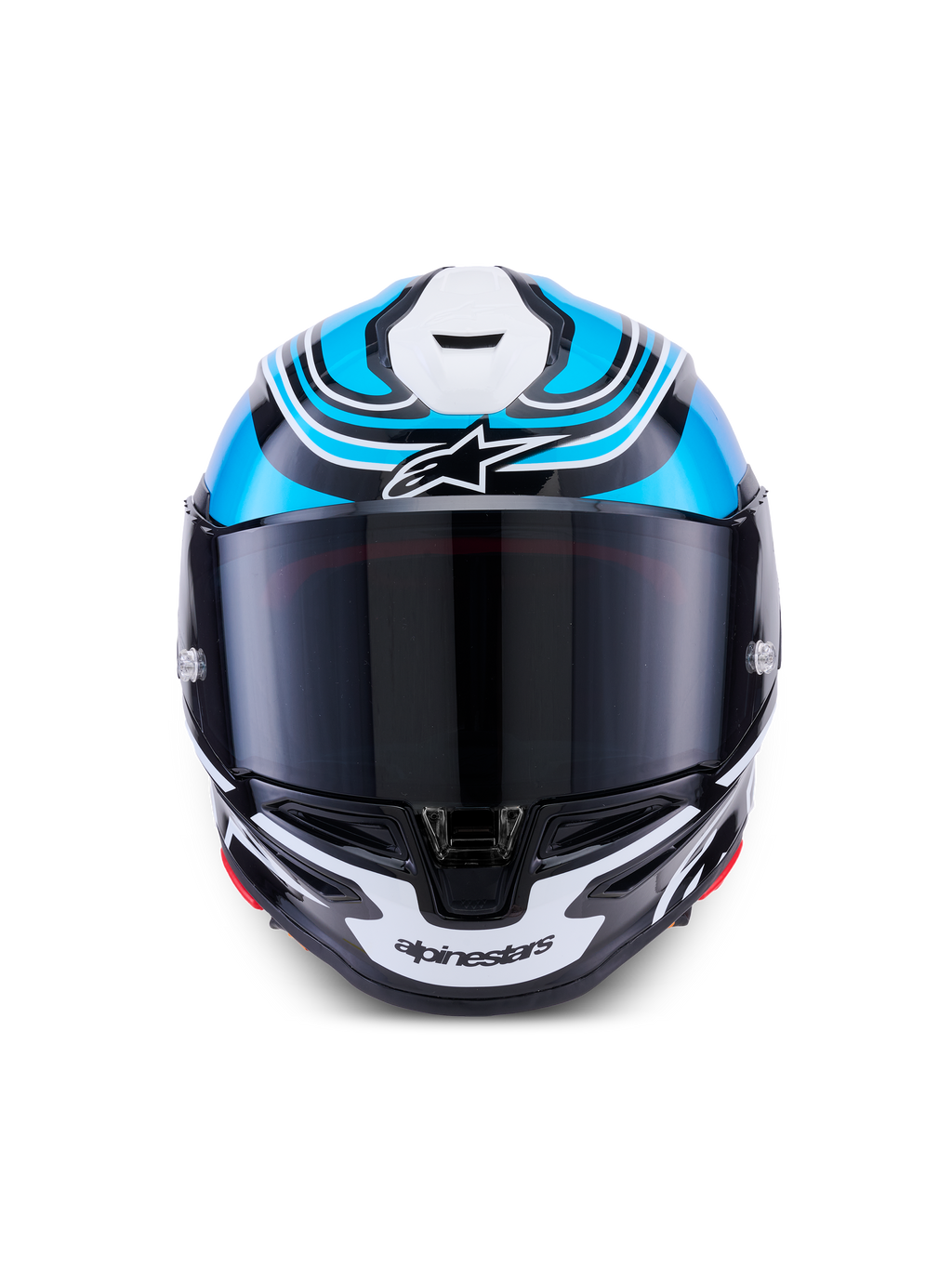 Alpinestars S-R7 Zeal Casque Ece 06, casque de moto racing intégral, noir, bleu et blanc brillant, construction en carbone avec certification ECE 22.06