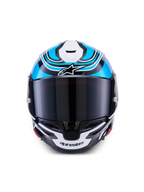 Alpinestars S-R7 Zeal Casque Ece 06, casque de moto racing intégral, noir, bleu et blanc brillant, construction en carbone avec certification ECE 22.06