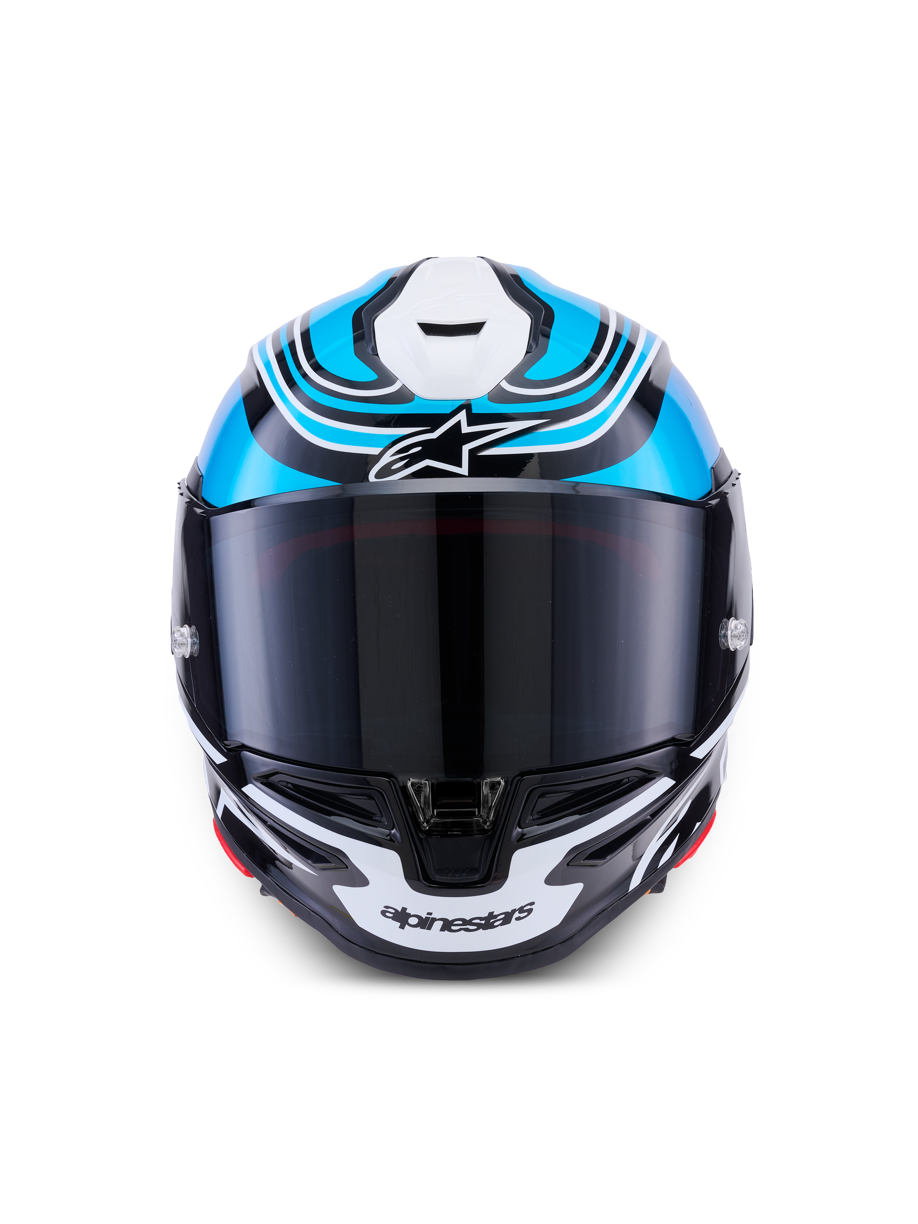 Alpinestars S-R7 Zeal Casque Ece 06, casque de moto racing intégral, noir, bleu et blanc brillant, construction en carbone avec certification ECE 22.06