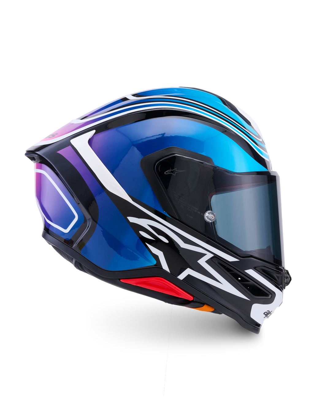 Alpinestars S-R7 Zeal Casque Ece 06, casque de moto intégral, noir, bleu, rose fluo et blanc, construction en carbone