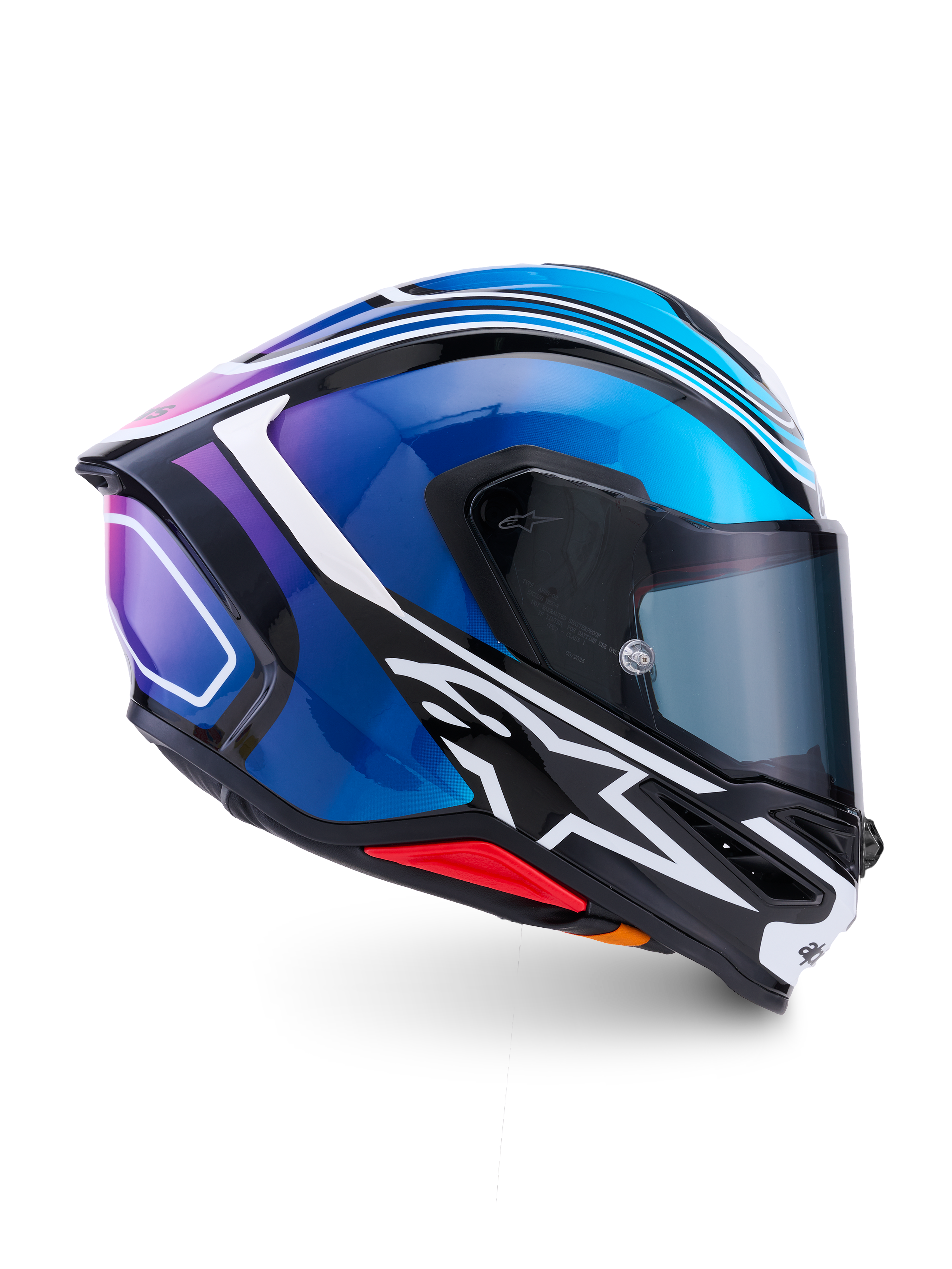 Alpinestars S-R7 Zeal Casque Ece 06, casque de moto intégral, noir, bleu, rose fluo et blanc, construction en carbone
