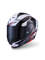 Alpinestars S-R7 A-Core helm, CE-gecertificeerde koolstofvezel integraalhelm voor motorrijders, zwart, wit en rood glanzend, aerodynamisch ontwerp