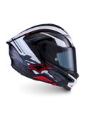 Alpinestars S-R7 A-Core helm, integraal motorracinghelm, zwart, wit en rood glanzend, carbon constructie, ECE 22.06