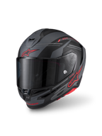 Alpinestars S-R7 A-Core helm, motorracinghelm, zwart, grijs en rood, matte afwerking, carbon composiet constructie, ECE-gecertificeerd