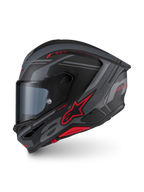 Alpinestars S-R7 A-Core Helm ECE06, integraalmotorhelm in mat zwart, grijs en rood, aerodynamisch ontwerp en CE-gecertificeerd