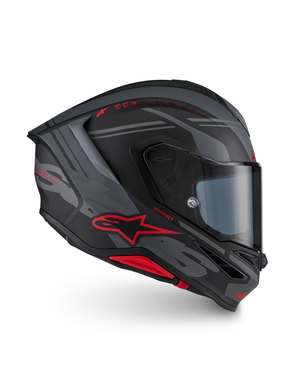 Alpinestars S-R7 A-Core helm ECE 22.06, integraalmotorhelm, zwart, grijs en rood, aerodynamisch profiel, CE-gecertificeerd