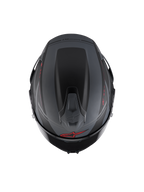 Alpinestars S-R7 A-Core helm, integraal motorracinghelm, bovenaanzicht met aerodynamische spoiler en ventilatie, matzwart, grijs en rood