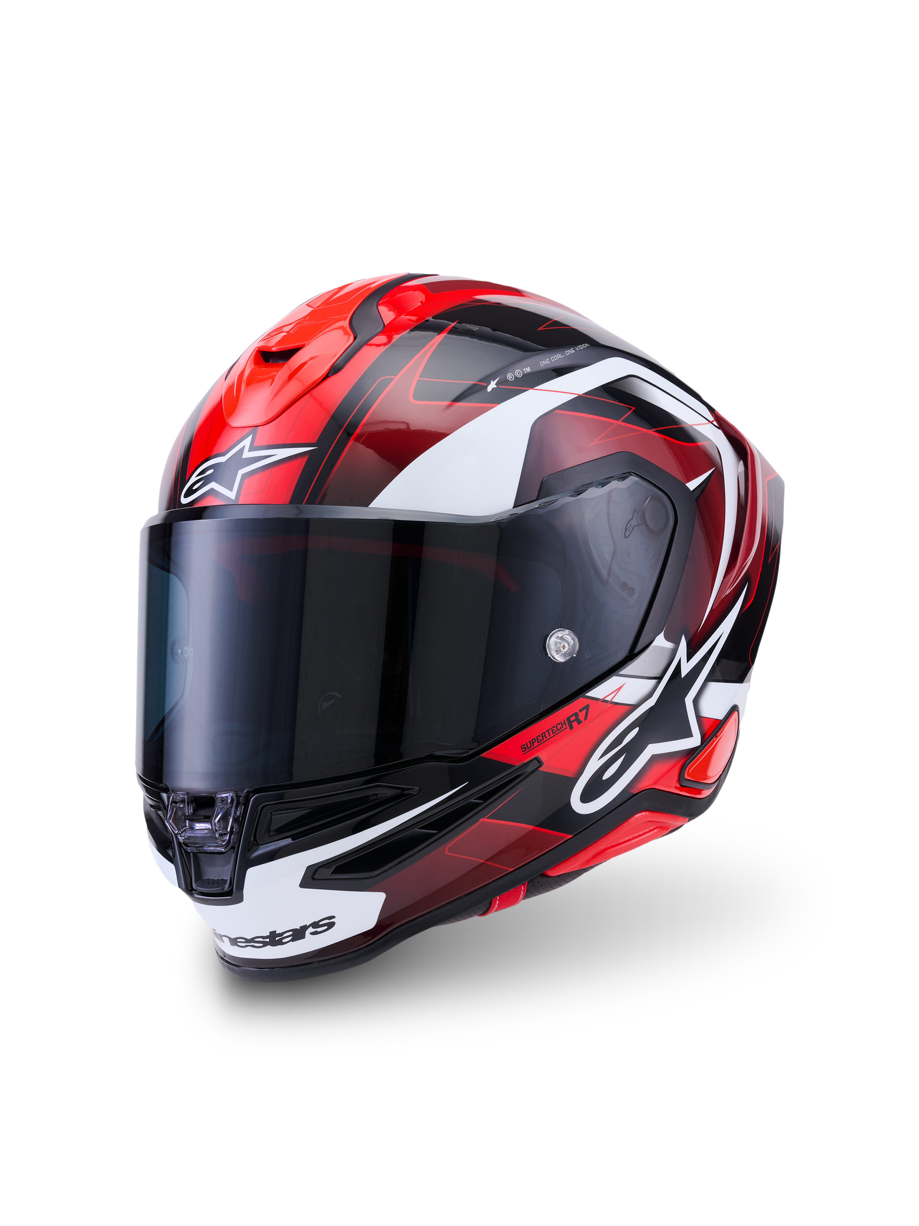 Alpinestars S-R7 Kinetis Helmet ECE 22.06, road racing motorcycle full face helmet, Black Red White Glossy, carbon composite construction
