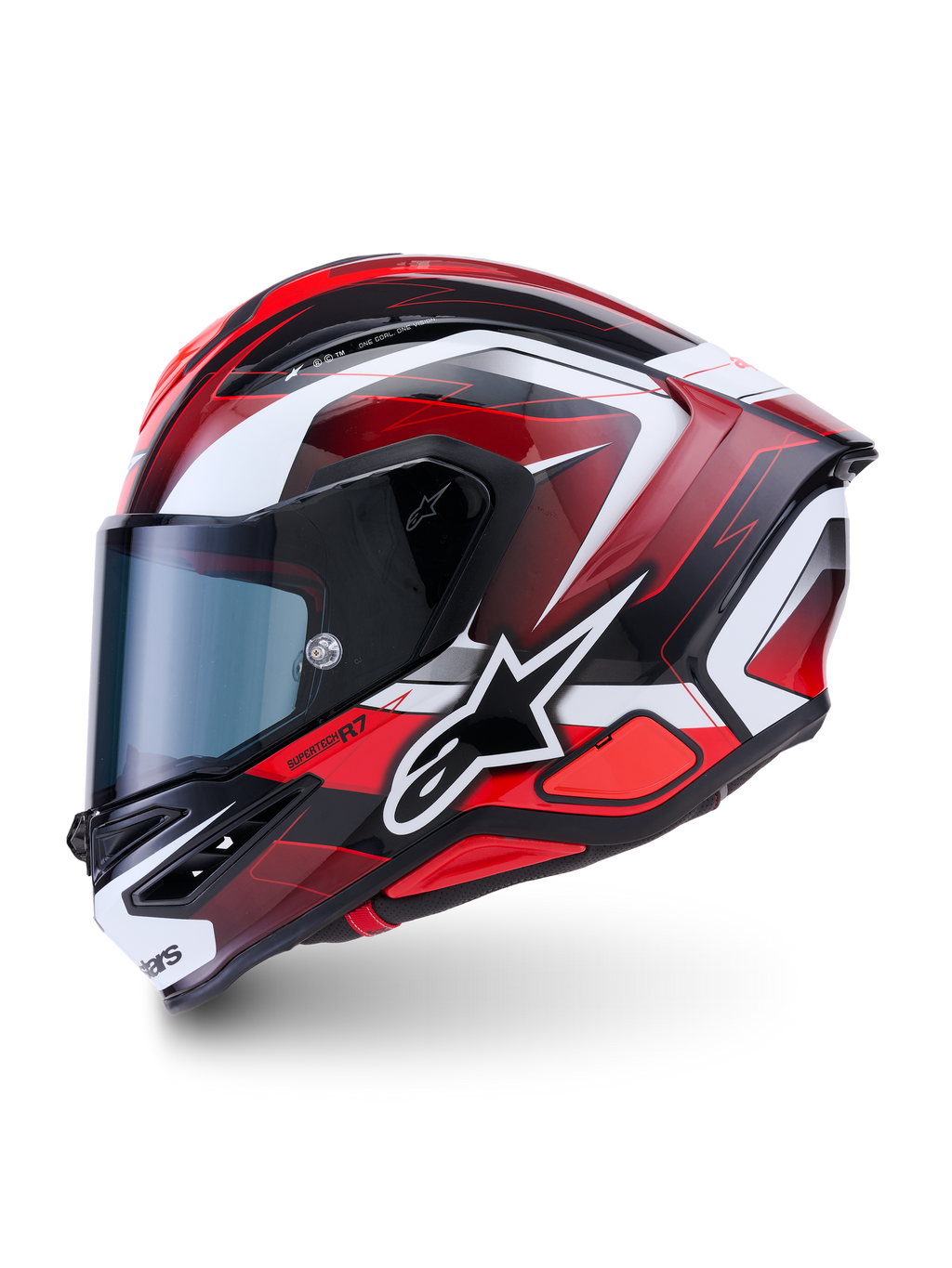 Alpinestars S-R7 Kinetis Helmet, Full Face Road Racing Motorcycle Helmet, Black, Red, and White Glossy finish, ECE 22.06 certified carbon construction