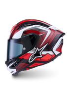 Alpinestars S-R7 Kinetis Helmet, Full Face Road Racing Motorcycle Helmet, Black, Red, and White Glossy finish, ECE 22.06 certified carbon construction
