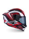 Alpinestars S-R7 Kinetis Helmet ECE 22.06, full face motorcycle racing helmet, Black Red and White glossy finish, carbon construction