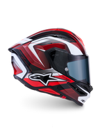 Alpinestars S-R7 Kinetis Helmet ECE 22.06, full face motorcycle racing helmet, Black Red and White glossy finish, carbon construction