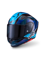 Alpinestars S-R7 Kinetis Helm ECE 06, Motorradhelm, Schwarz, Blau, Pink und Weiß, Kohlefaserverbundkonstruktion, Aerodynamik für die Rennstrecke