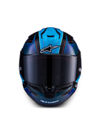 Alpinestars S-R7 Kinetis Helm, CE-zertifizierter Motorrad-Rennhelm, Schwarz, Blau und Pink Fluo, Carbon-Verbundkonstruktion
