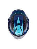 Alpinestars S-R7 Kinetis Helm, Integralhelm, Schwarz, Blau, Pink Fluo und Weiß, Ansicht von oben mit aerodynamischem Design und Carbon-Verbundkonstruktion