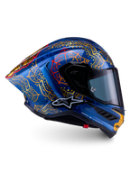 Alpinestars Supertech R10 Martinator Thai, casque de course MotoGP, bleu et doré, coque en carbone, certifié FIM