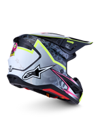 Alpinestars S-M7 Blaster helm, motocrosshelm voor off-road racing, zwart en grijs met fluorgele accenten, ECE06-gecertificeerd