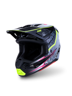 Alpinestars S-M7 Blaster motorcrosshelm, zwart en grijs met fluor geel, composietschaal, ECE 22.06 gecertificeerd.