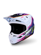 Alpinestars S-M7 Blaster Helmet ECE06, Purple and Pink Motocross Helmet, ECE 22.06 Certified, aerodynamic composite shell.