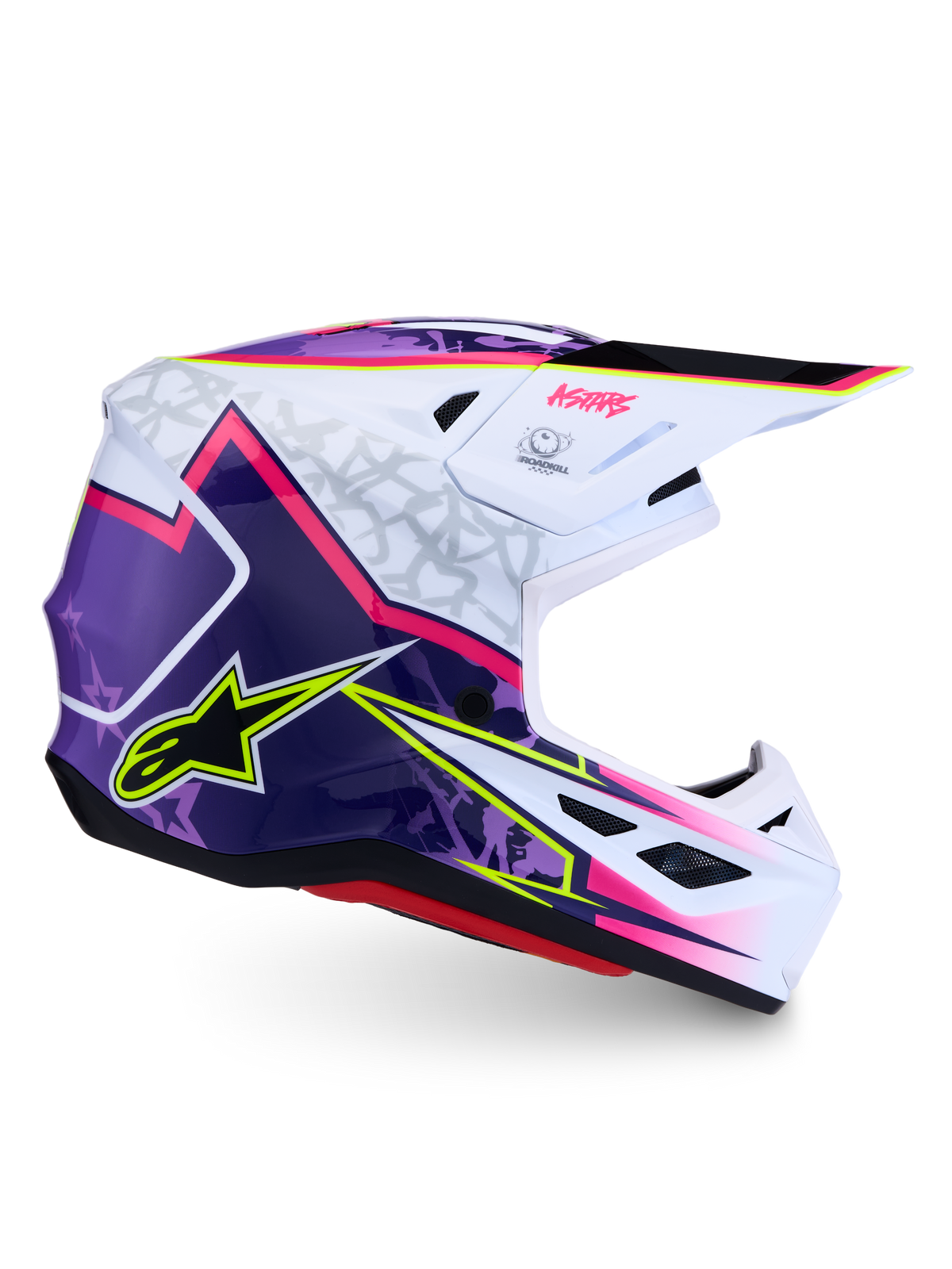 Alpinestars casque S-M7 Blaster ECE06, casque de motocross tout-terrain violet, rose et blanc, fini brillant, certifié ECE
