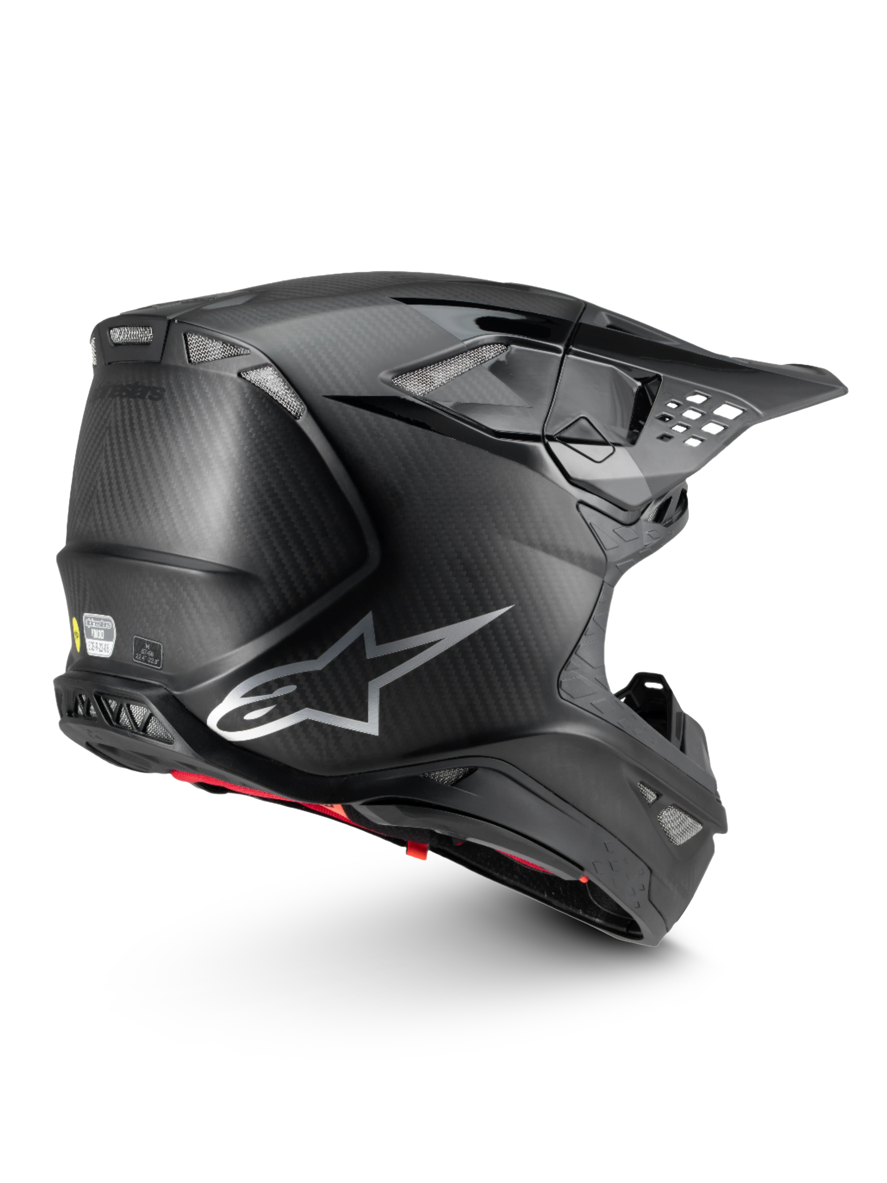 Alpinestars Supertech M10 Fame, casque de motocross en fibre de carbone noir, certifié ECE 22.06 avec MIPS.