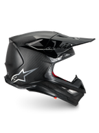 Alpinestars Supertech M10 Fame, casque de motocross en fibre de carbone noir mat, certifié ECE 22.06, protection de course tout-terrain.
