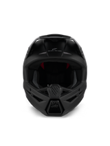 Alpinestars S-M3 Solid Helm ECE 22.06, motorcrosshelm, mat zwart, vooraanzicht met agressieve kinstukventilatie en 'ONE GOAL - ONE VISION' branding, strak ontwerp voor off-road racing