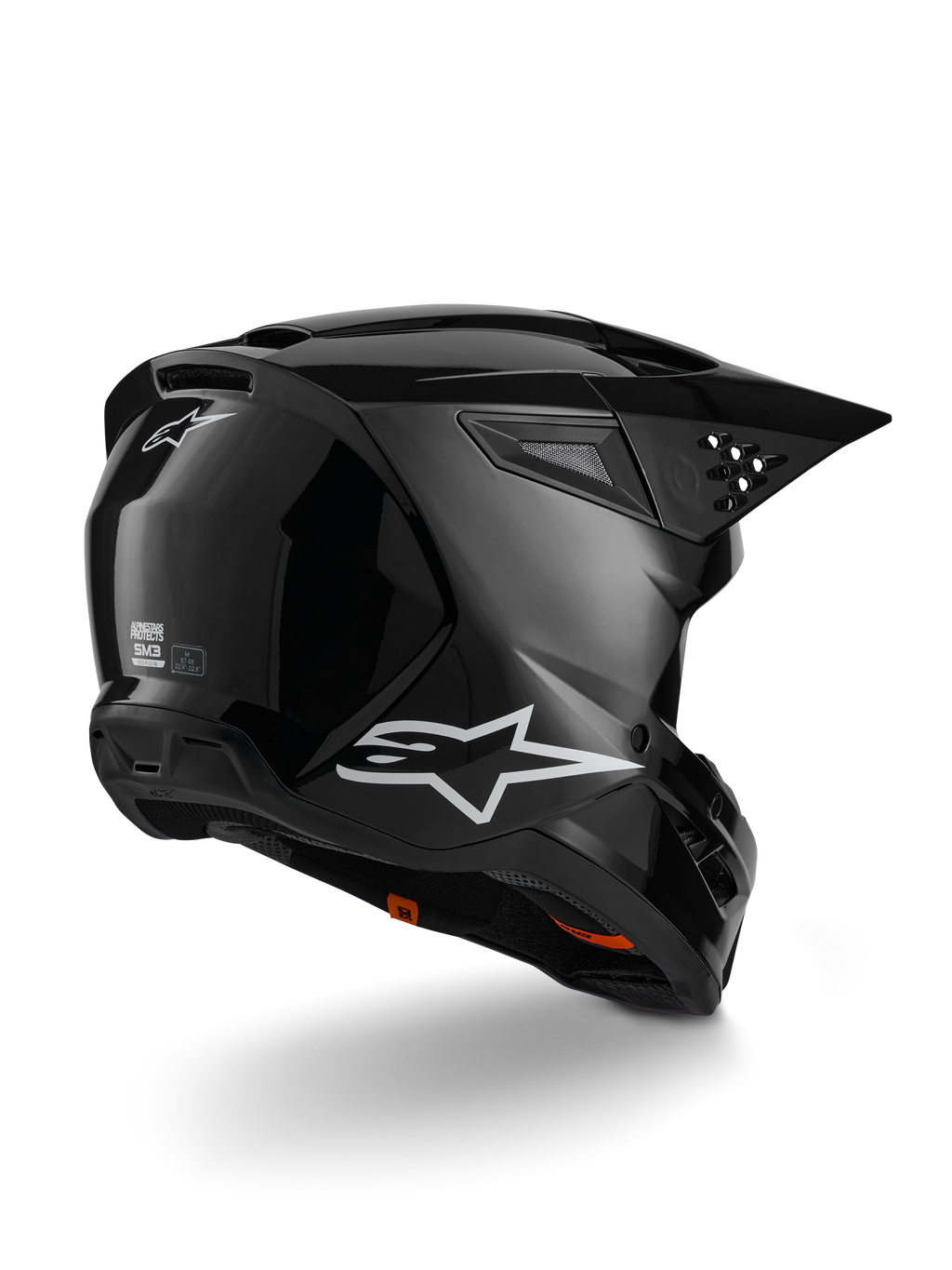Alpinestars S-M3 Solid Helm, motocrosshelm, zwart glanzend, voorzien van een thermo-geïnjecteerde schaal, geïntegreerd vizier en ventilatiesysteem met hoge doorstroming, strak professioneel ontwerp voor off-road en enduro rijden