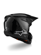 Alpinestars S-M3 Solid Helm, motocrosshelm, zwart glanzend, voorzien van een thermo-geïnjecteerde schaal, geïntegreerd vizier en ventilatiesysteem met hoge doorstroming, strak professioneel ontwerp voor off-road en enduro rijden