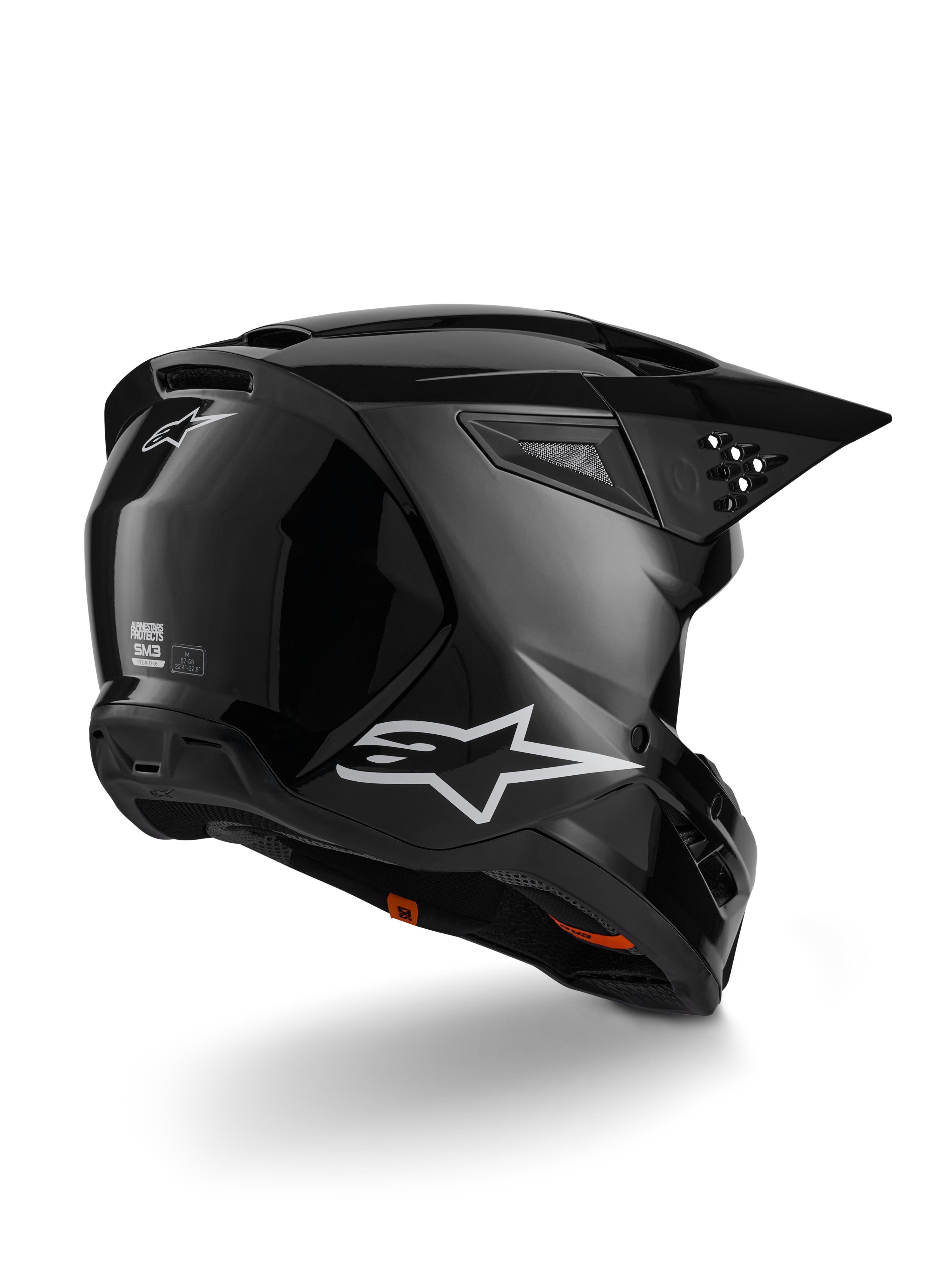 Alpinestars S-M3 Solid Helm, motocrosshelm, zwart glanzend, voorzien van een thermo-geïnjecteerde schaal, geïntegreerd vizier en ventilatiesysteem met hoge doorstroming, strak professioneel ontwerp voor off-road en enduro rijden