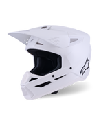 Alpinestars S-M3 Solid helm, motorcrosshelm, glanzend wit, full-face off-road hoofdbeschermer met een prominent vizier, meerdere ventilatieopeningen en een zwart Alpinestars-logo op het zijprofiel