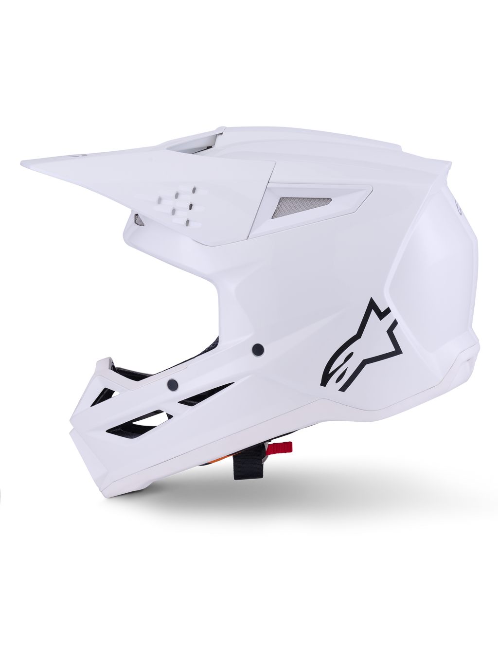 Alpinestars S-M3 Solid helm, motorcrosshelm, glanzend wit, slank aerodynamisch ontwerp, geïntegreerd vizier en meerdere ventilatieopeningen voor off-road racen