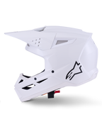 Alpinestars S-M3 Solid helm, motorcrosshelm, glanzend wit, slank aerodynamisch ontwerp, geïntegreerd vizier en meerdere ventilatieopeningen voor off-road racen
