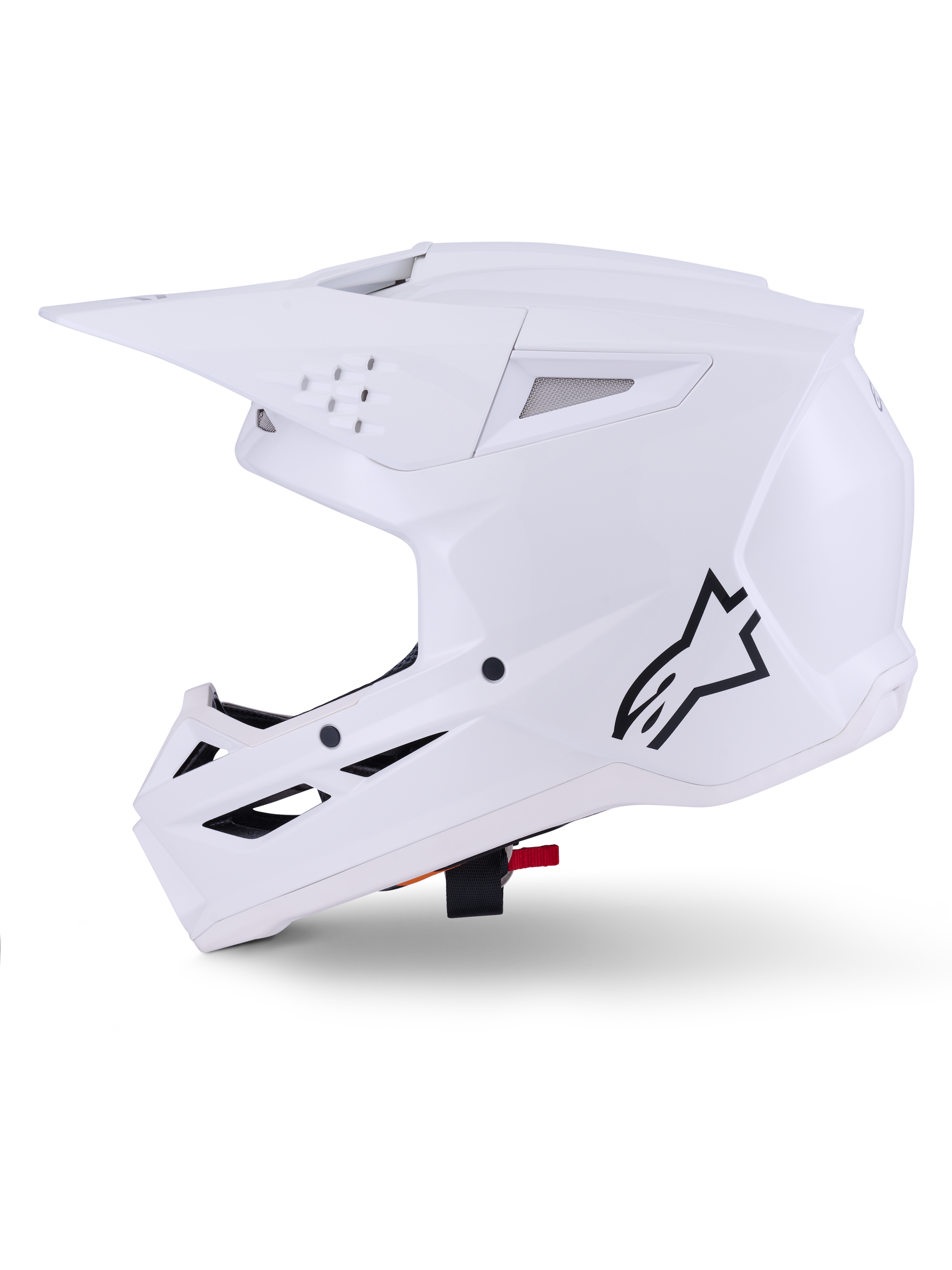 Alpinestars S-M3 Solid helm, motorcrosshelm, glanzend wit, slank aerodynamisch ontwerp, geïntegreerd vizier en meerdere ventilatieopeningen voor off-road racen