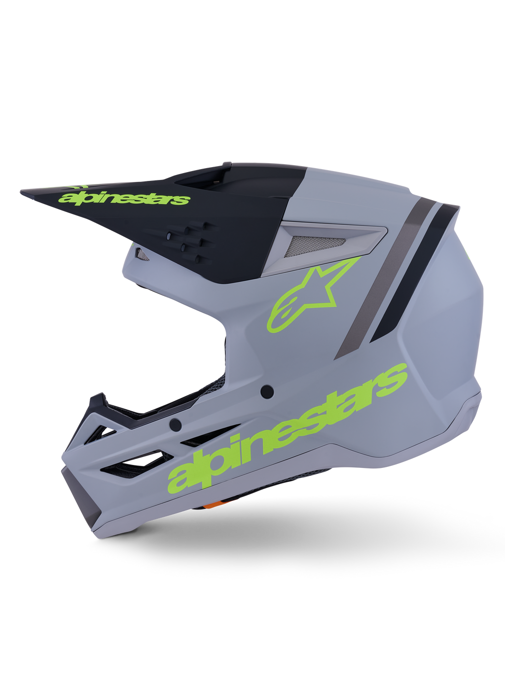 Alpinestars S-M3 Radium helm, motorcrosshelm, groen zwart en fluoriserend geel mat, thermo-geïnjecteerde schaal met geïntegreerd vizier en high-flow ventilatieopeningen, ontworpen voor MX- en enduro-rijden