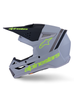 Alpinestars S-M3 Radium helm, motorcrosshelm, groen zwart en fluoriserend geel mat, thermo-geïnjecteerde schaal met geïntegreerd vizier en high-flow ventilatieopeningen, ontworpen voor MX- en enduro-rijden