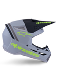 Alpinestars S-M3 Radium helm ECE 22.06, motorcrosshelm, matgrijs, zwart en fluogeel, met een hoekig aerodynamisch ontwerp, een vizierklep en een geïntegreerd ventilatiesysteem