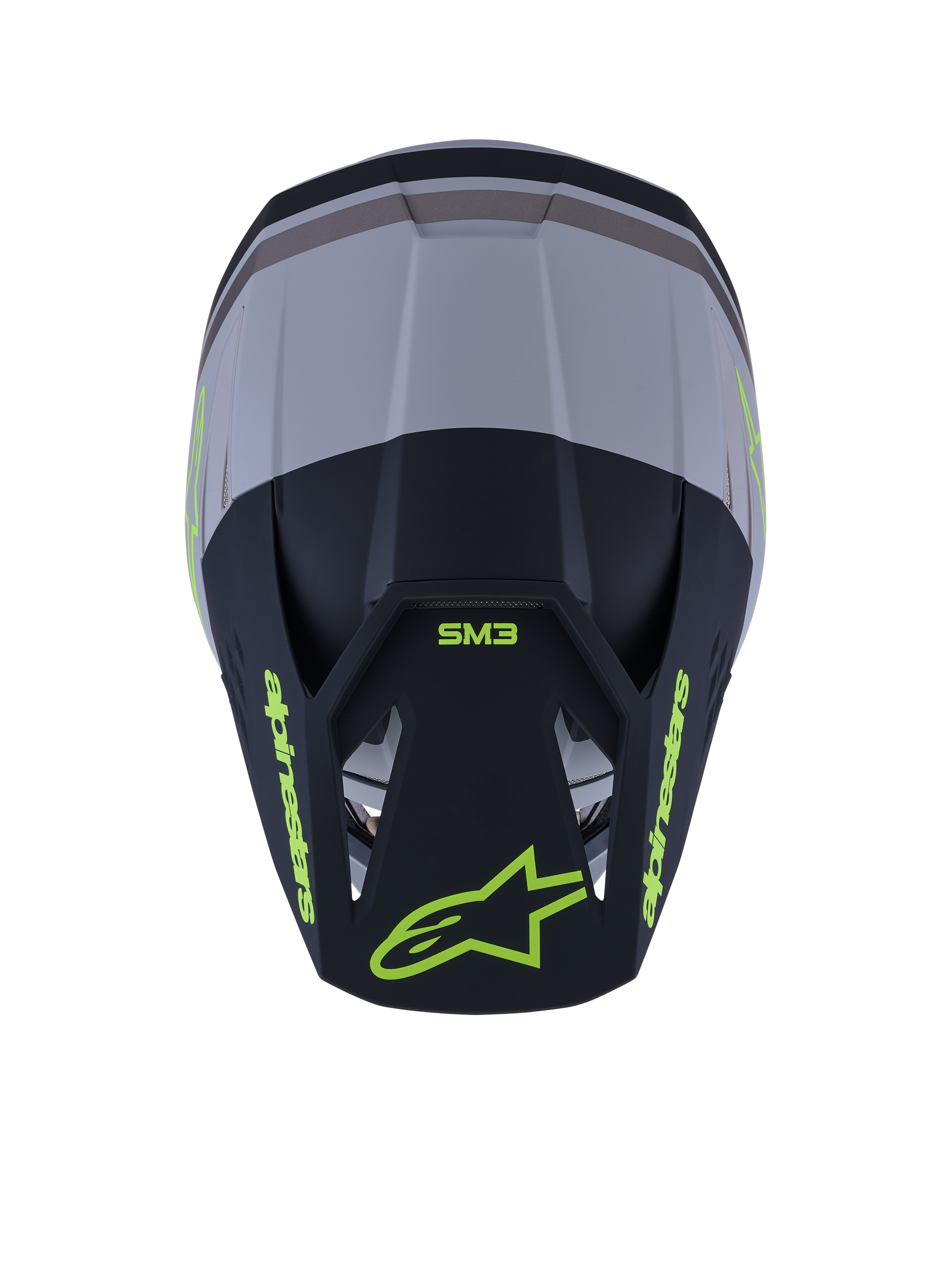 Alpinestars S-M3 Radium helm, motorcross helm, groen, zwart en fluogeel mat, matte afwerking met meerdere ventilatieopeningen, strak aerodynamisch ontwerp met geïntegreerd vizier, gespecialiseerde hoofdbescherming voor off-road en MX-races