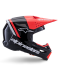 Casque Alpinestars S-M3 Radium, casque de motocross, noir, rouge fluo et blanc brillant, doté d'un design aérodynamique avec une visière angulaire, des ports de ventilation et une finition brillante, protection haut de gamme pour les sports mécaniques
