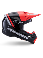 Casque Alpinestars S-M3 Radium, casque de motocross, noir, rouge fluo et blanc brillant, doté d'un design aérodynamique avec une visière angulaire, des ports de ventilation et une finition brillante, protection haut de gamme pour les sports mécaniques