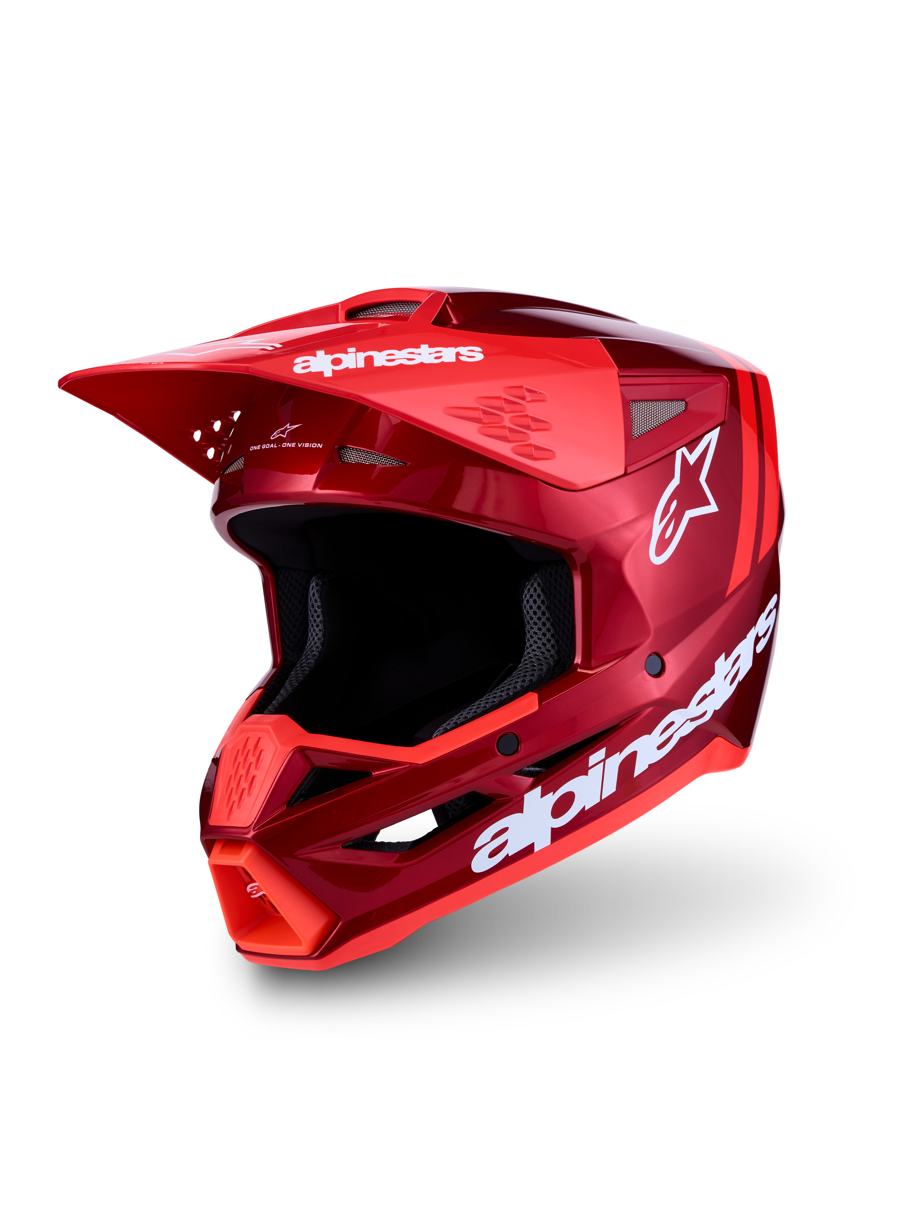 Alpinestars SM3 Radium Helm, Motocross-Helm für Herren, Rot und Weiß, ECE 2206-zertifizierte thermo-injizierte Schale für MX und Enduro.
