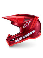 Alpinestars SM3 Radium Helm ECE06, Motocross-Helm in Rot und Weiß, ECE 22.06 zertifiziert, aerodynamische Form mit Belüftungsschlitzen für Offroad-Einsätze.