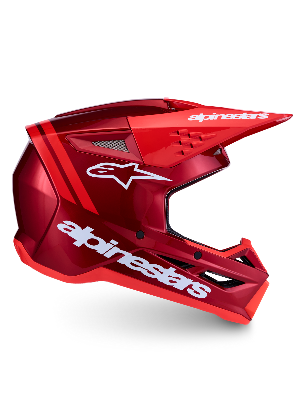 Casque Alpinestars SM3 Radium ECE06, casque de motocross rouge et blanc avec ventilation avancée et protection contre les impacts