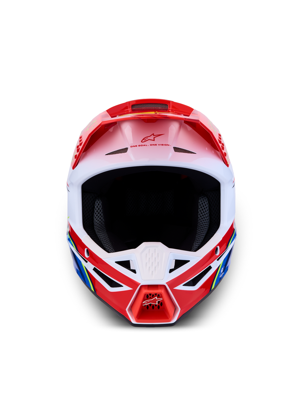 Alpinestars SM3 Falcon motorcrosshelm, rood en wit, lichtgewicht thermo-geïnjecteerde schaal, ECE 22.06 gecertificeerd.